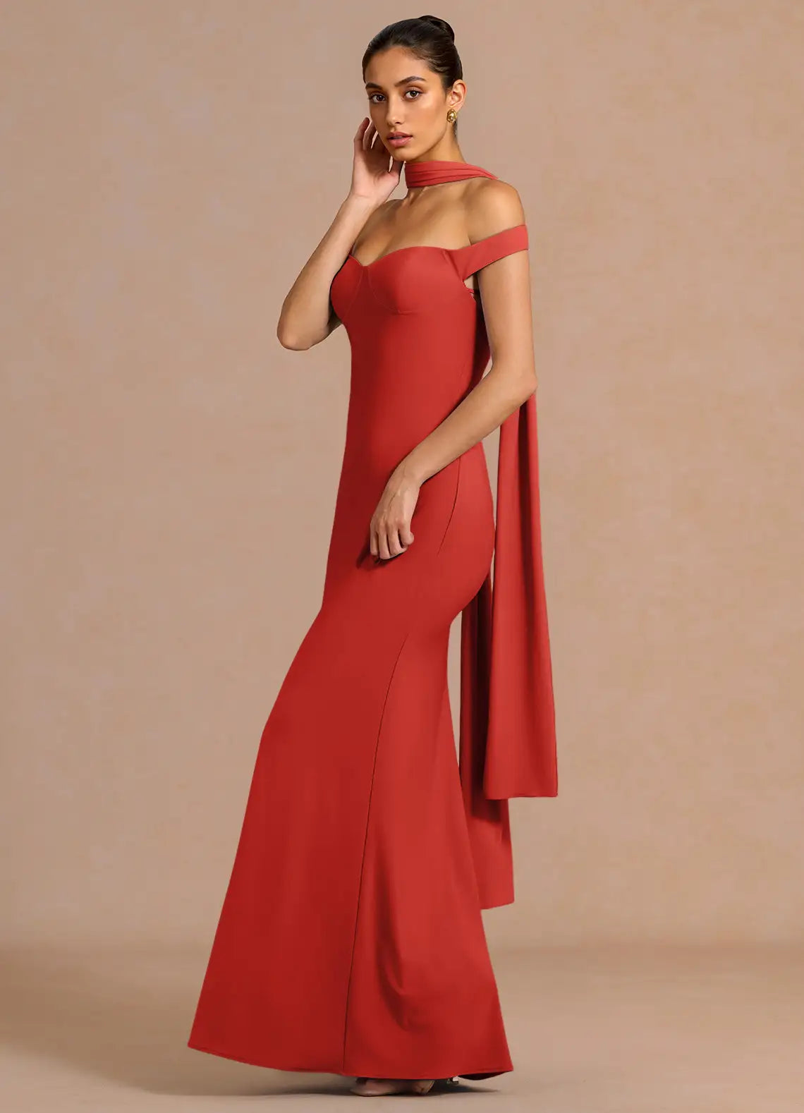Red Mermaid Halter Floor-Length Formal Dress - Yihuiw by Yihuiw
