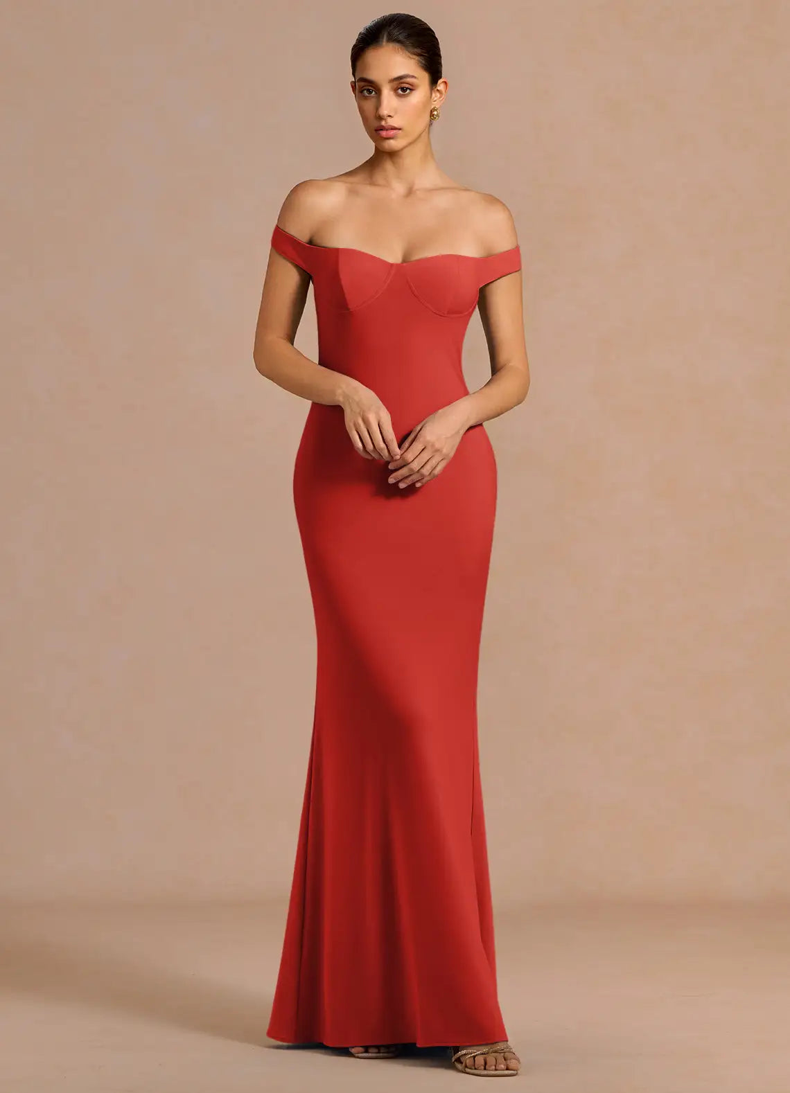 Red Mermaid Halter Floor-Length Formal Dress - Yihuiw by Yihuiw