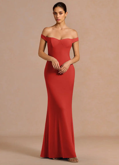 Red Mermaid Halter Floor-Length Formal Dress - Yihuiw by Yihuiw