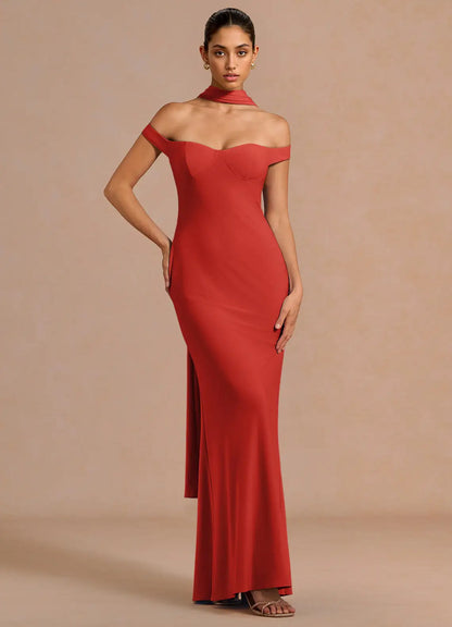 Red Mermaid Halter Floor-Length Formal Dress - Yihuiw by Yihuiw