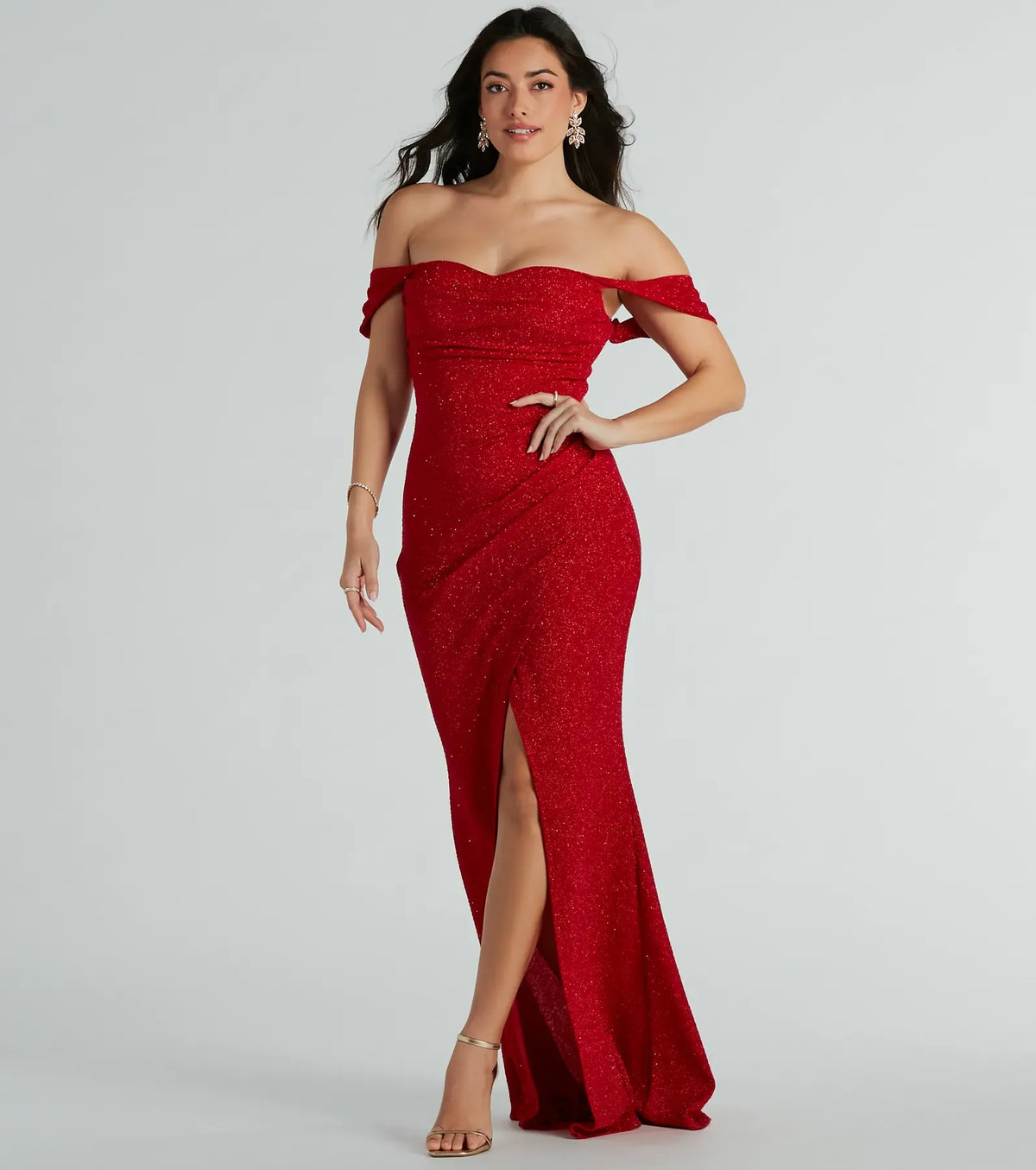 Red Mermaid High Slit Floor-Length Wedding Dress - Yihuiw by Yihuiw