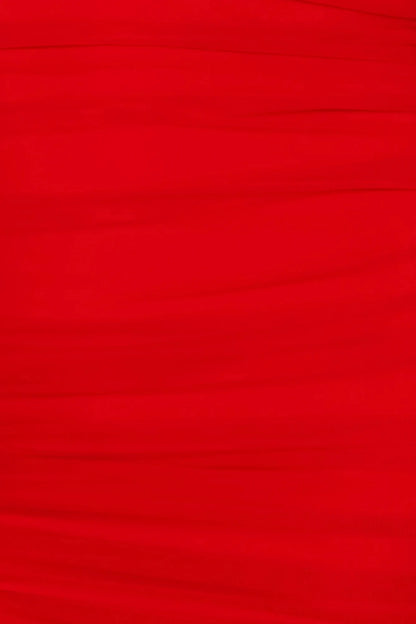 Red Plunge Neck Ruched Spaghetti Strap Mini Dress Lightweight, soft and stretchy ruched mesh shell fabric. Short Prom Dress by YiHuiw