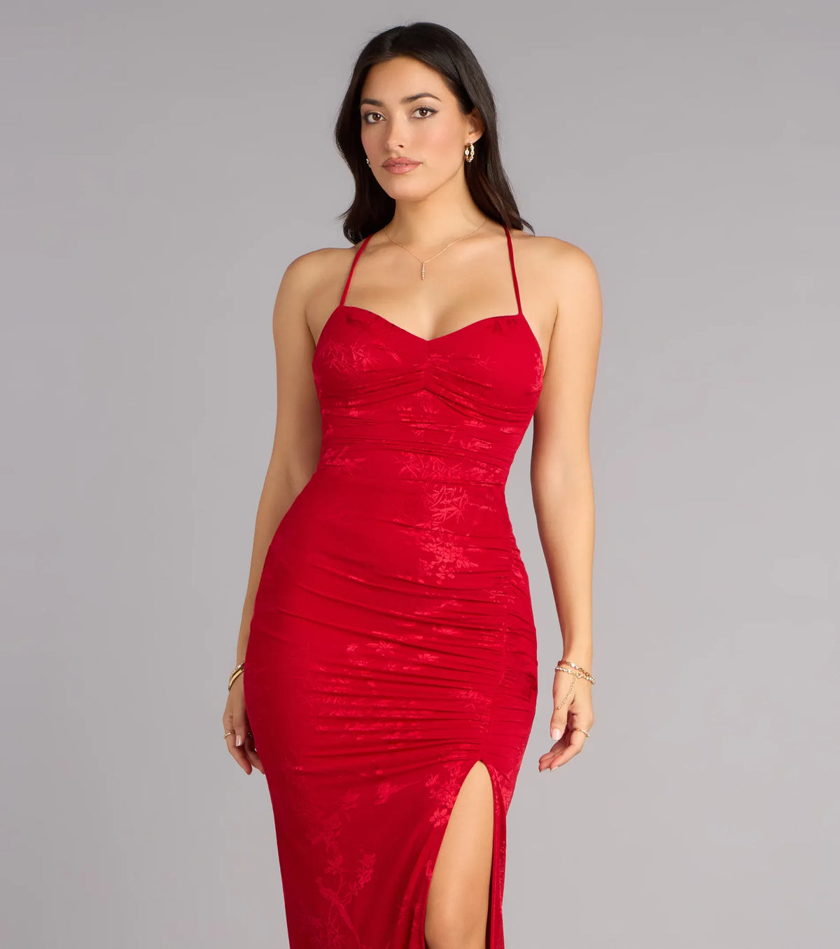 Red Mermaid Sweetheart Lace High Slit Floor-Length Wedding Dress - Yihuiw by Yihuiw