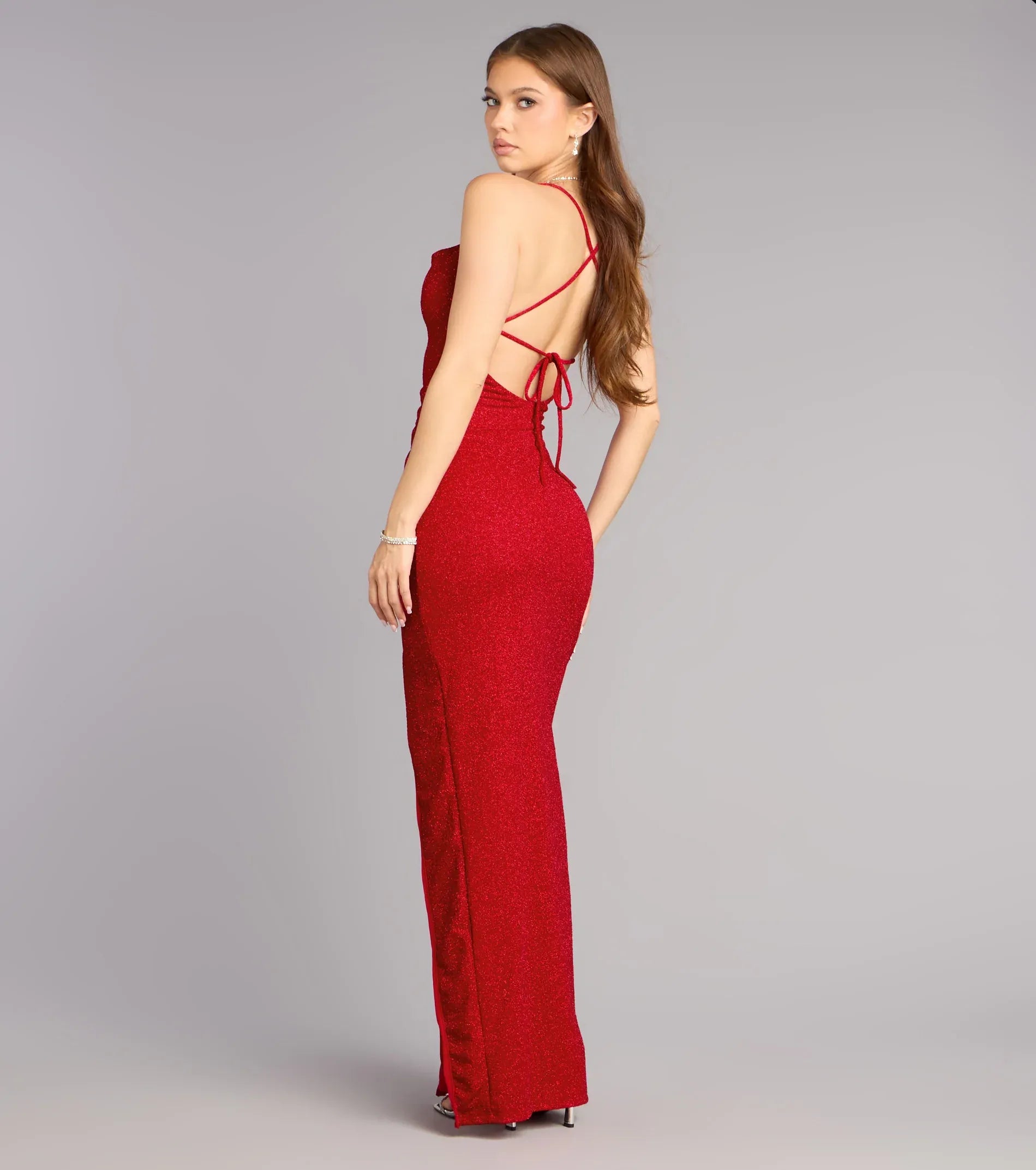 Red Mermaid Spaghetti Strap High Slit Floor-Length Wedding Dress - Yihuiw by Yihuiw