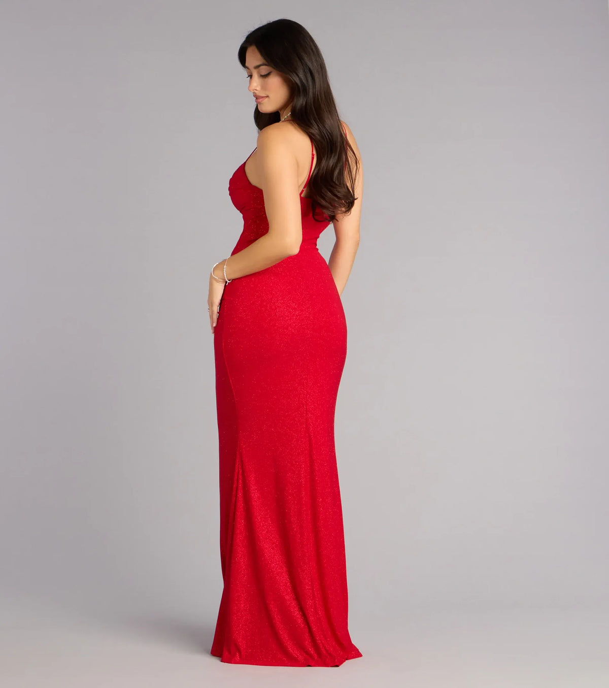 Red Mermaid Spaghetti Strap High Slit Floor-Length Wedding Dress - Yihuiw by Yihuiw