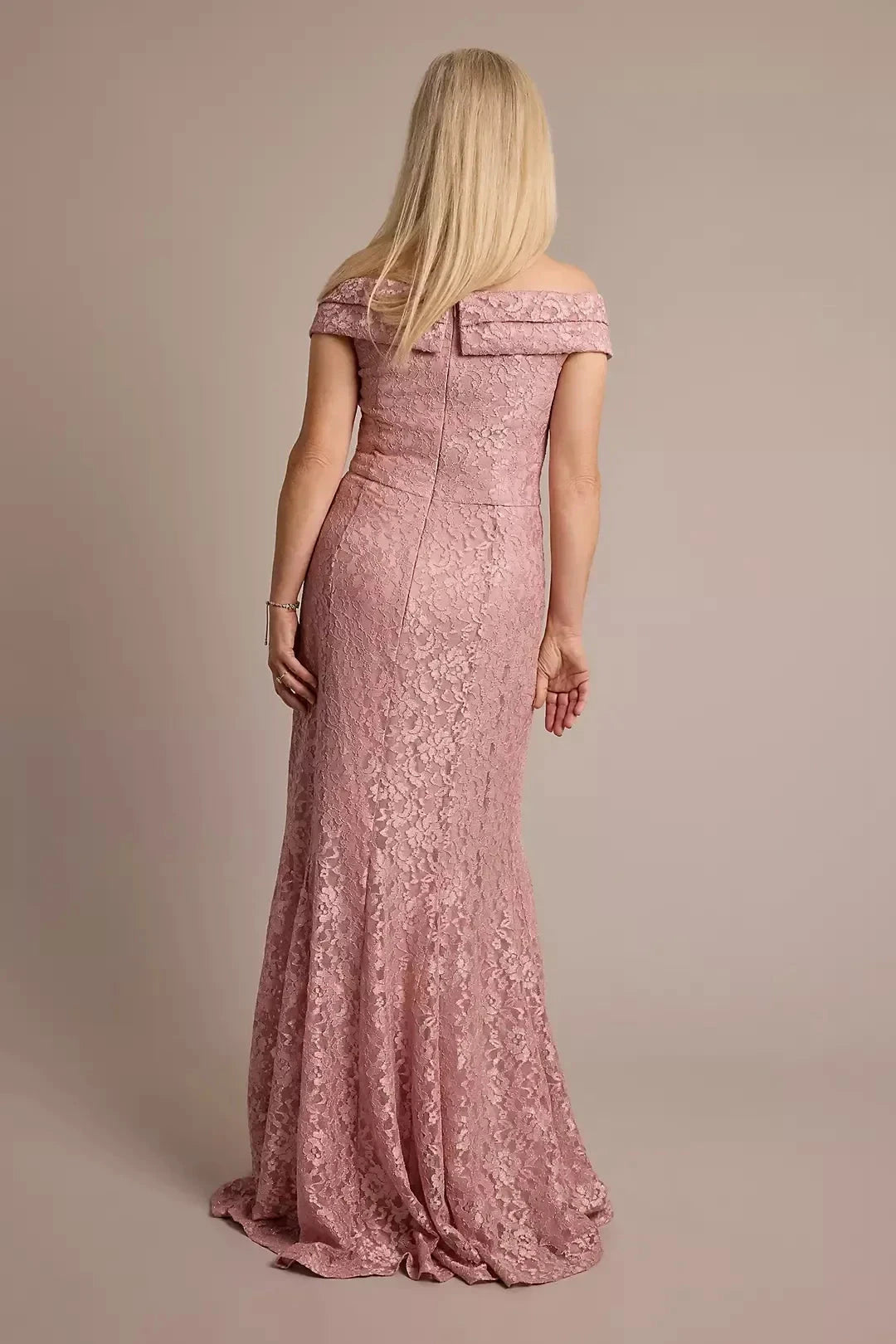 Refined Mermaid Off Shoulder Short Sleeve Lace Back Floor Length Mother of the Bride Dress by YiHuiw