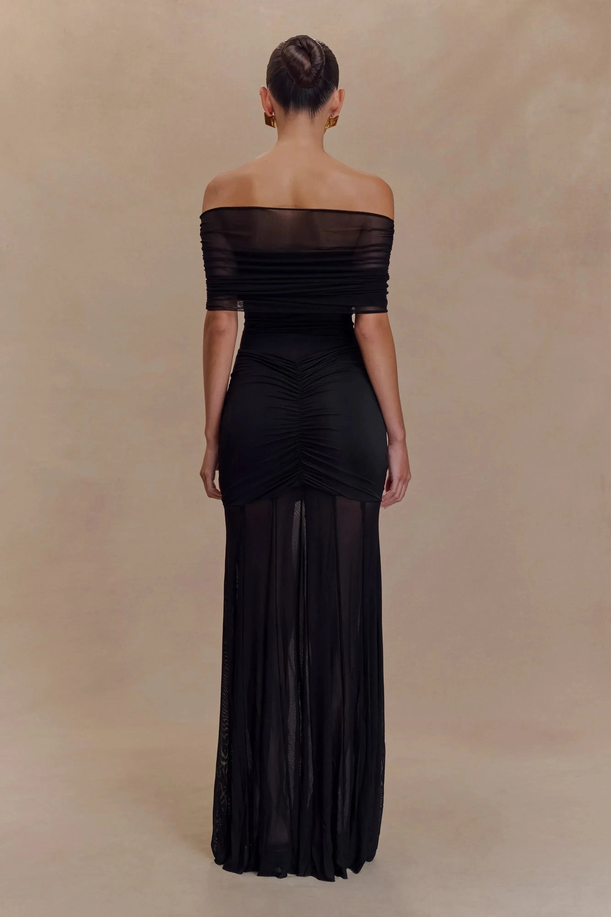 Refined Mermaid Off Shoulder Short Sleeve Ruched Back Floor Length Prom Dress by YiHuiw