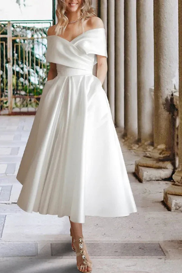 Sweetheart Tea-Length Wedding Dress - Yihuiw by Yihuiw