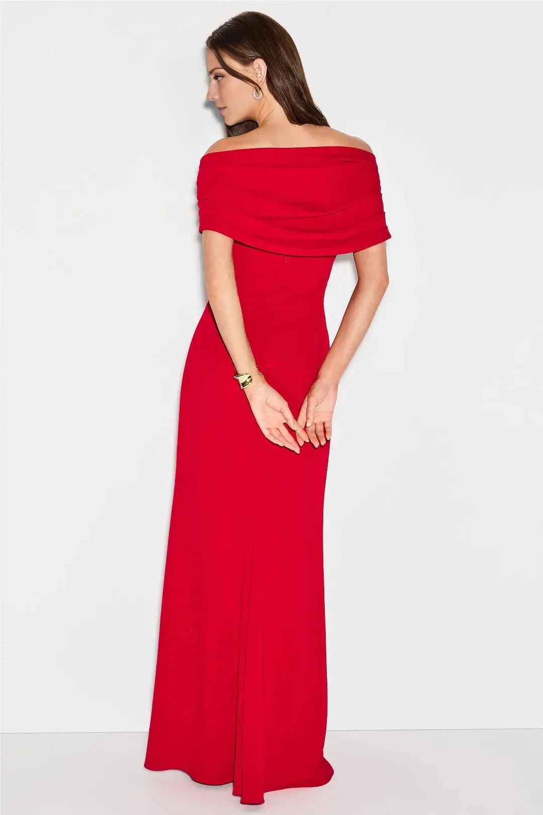 Refined A-Line Off-Shoulder Neck Sleeveless Ruched Floor-Length Evening Dress by YiHuiw