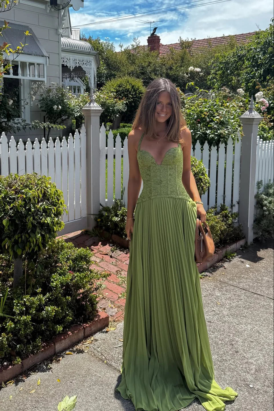 Halter Lace Lace-Up Back Pleated Floor-Length Wedding Dress - Yihuiw by Yihuiw