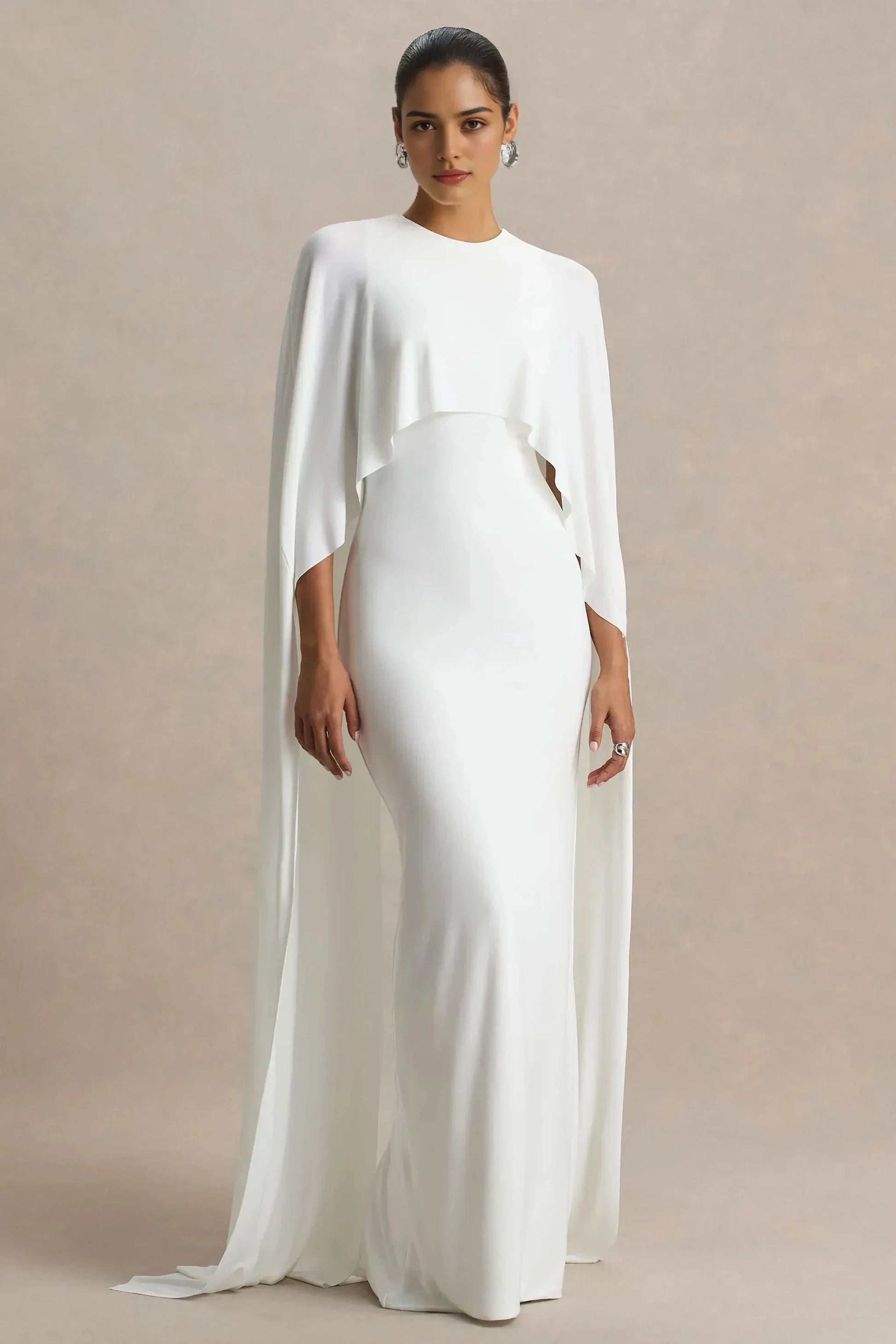 Regal Mermaid Crew Neck Cape Sleeve Floor Length Prom Dress by YiHuiw