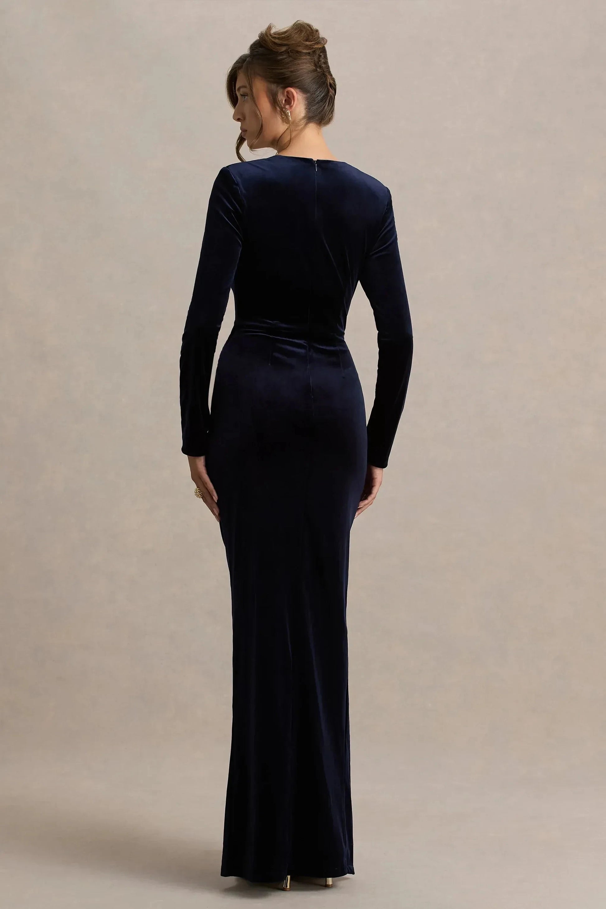 Regal Mermaid Sweetheart Neck Long Sleeve Ruched High Slit Floor Length Prom Dress by YiHuiw