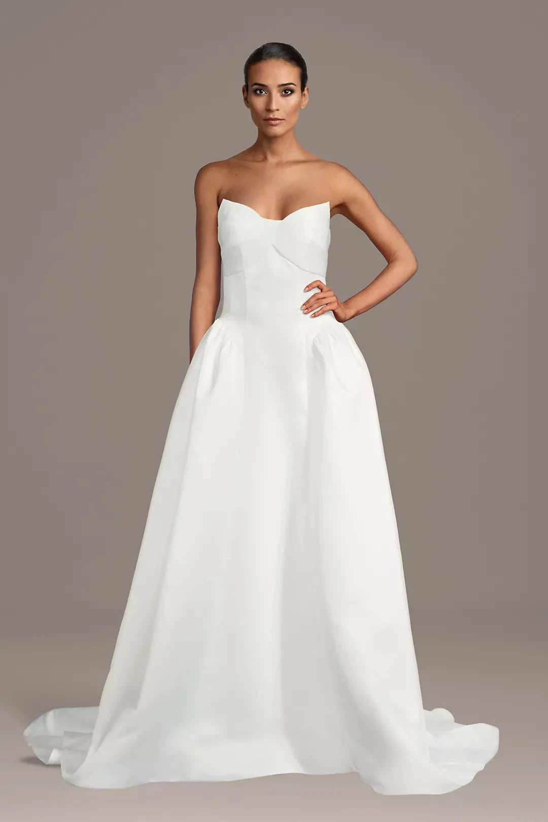Regal Satin Ballgown Strapless Sweetheart Button-Back Train Wedding Dress by YiHuiw