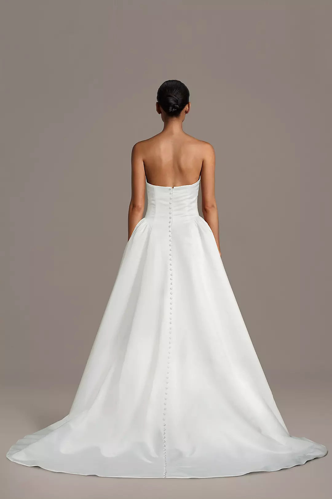 Regal Satin Ballgown Strapless Sweetheart Button-Back Train Wedding Dress