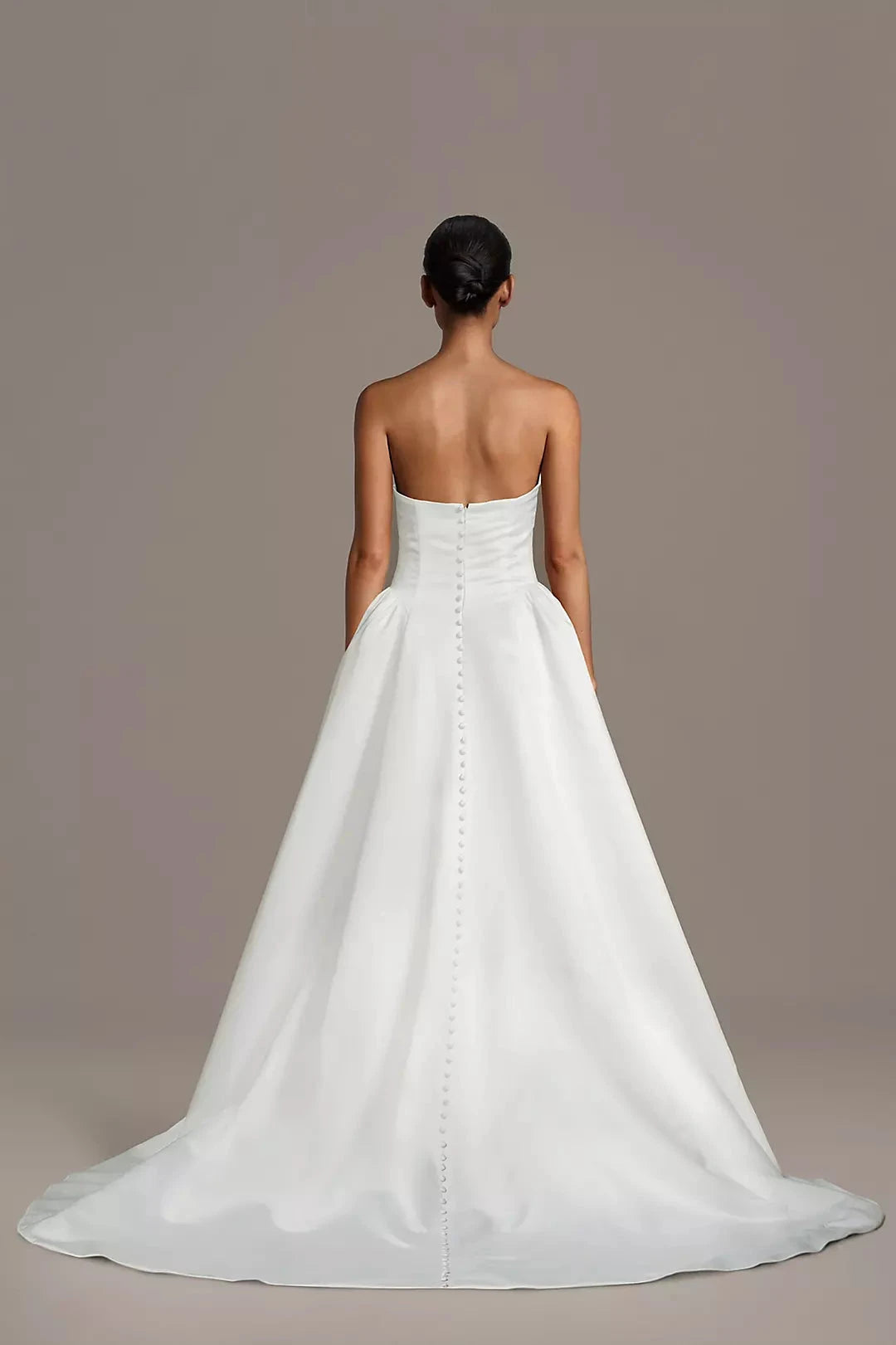 Regal Satin Ballgown Strapless Sweetheart Button-Back Train Wedding Dress by YiHuiw