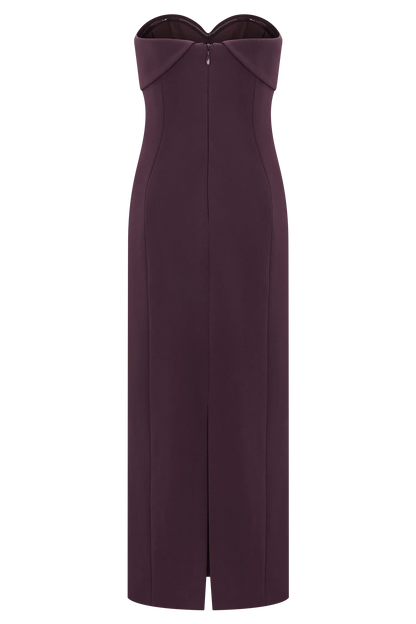 Retro-Glam Off the Shoulder Neck Strapless Sleeveless Sweetheart Back Zip Midi Evening Dress by YiHuiw