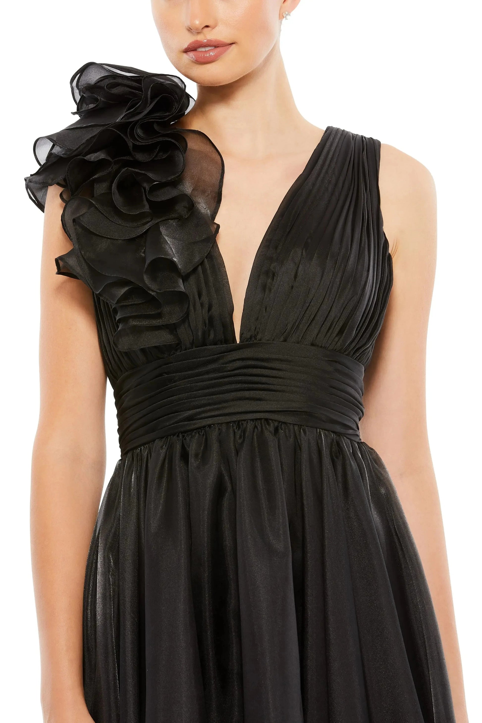 Romantic A Line Deep V Sleeveless Open Back Midi Evening Dress by YiHuiw