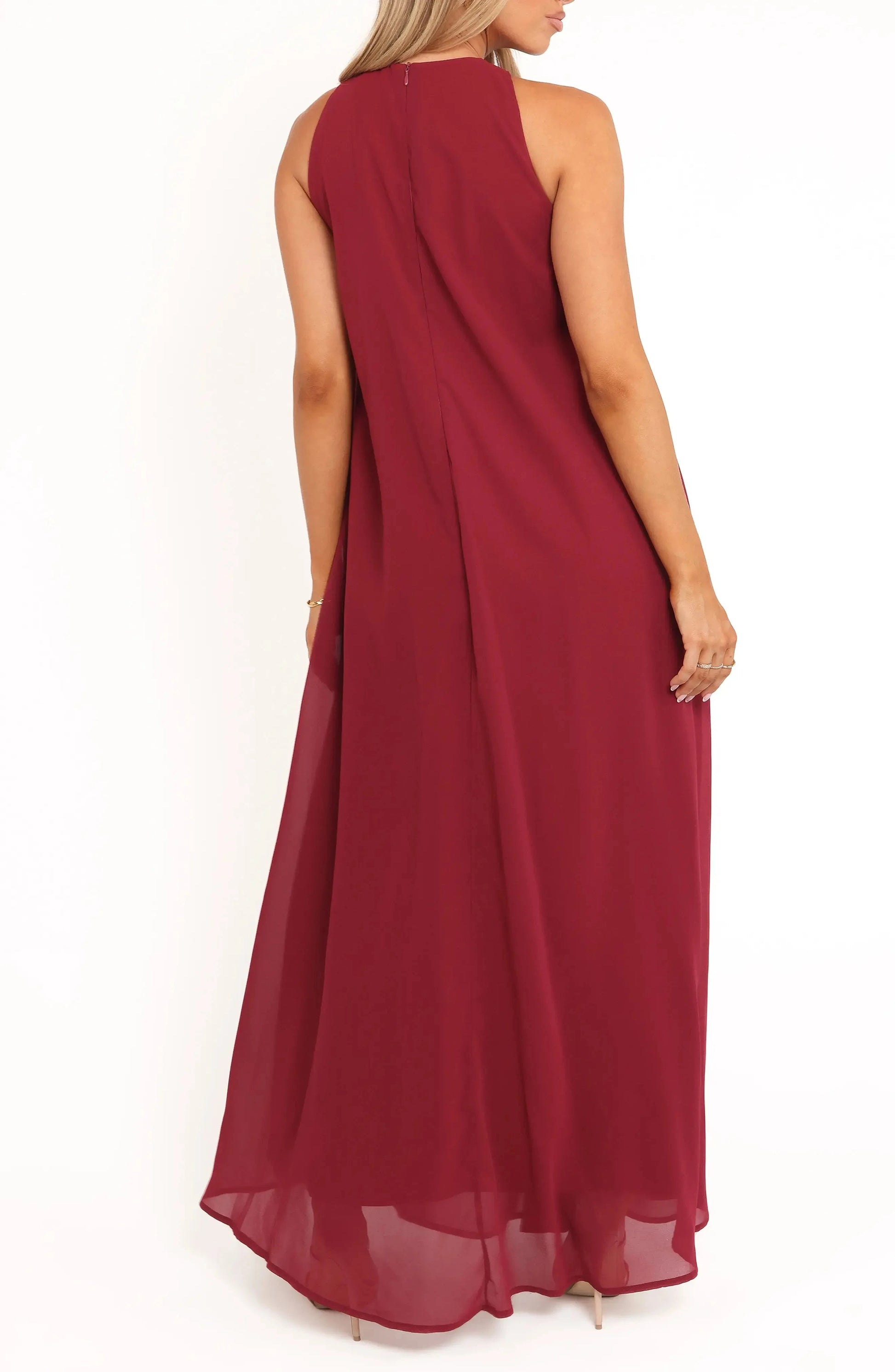Romantic A Line Halter Neck Sleeveless Zip Back Maxi For Adults Evening Dress by YiHuiw
