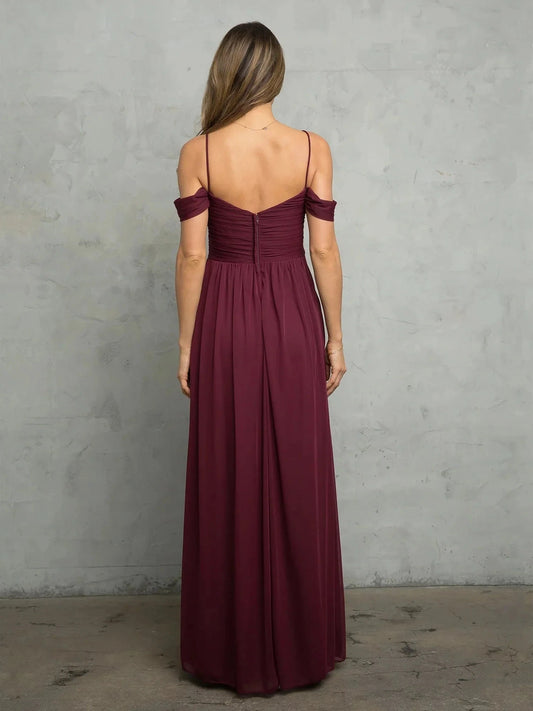 Romantic A-Line Off Shoulder Short Sleeve Zipper Back Floor Length Prom Dress by YiHuiw