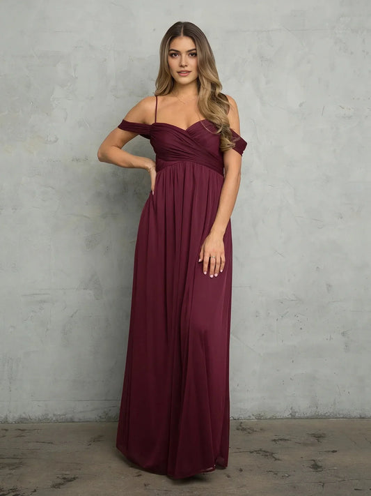 Romantic A-Line Off Shoulder Short Sleeve Zipper Back Floor Length Prom Dress