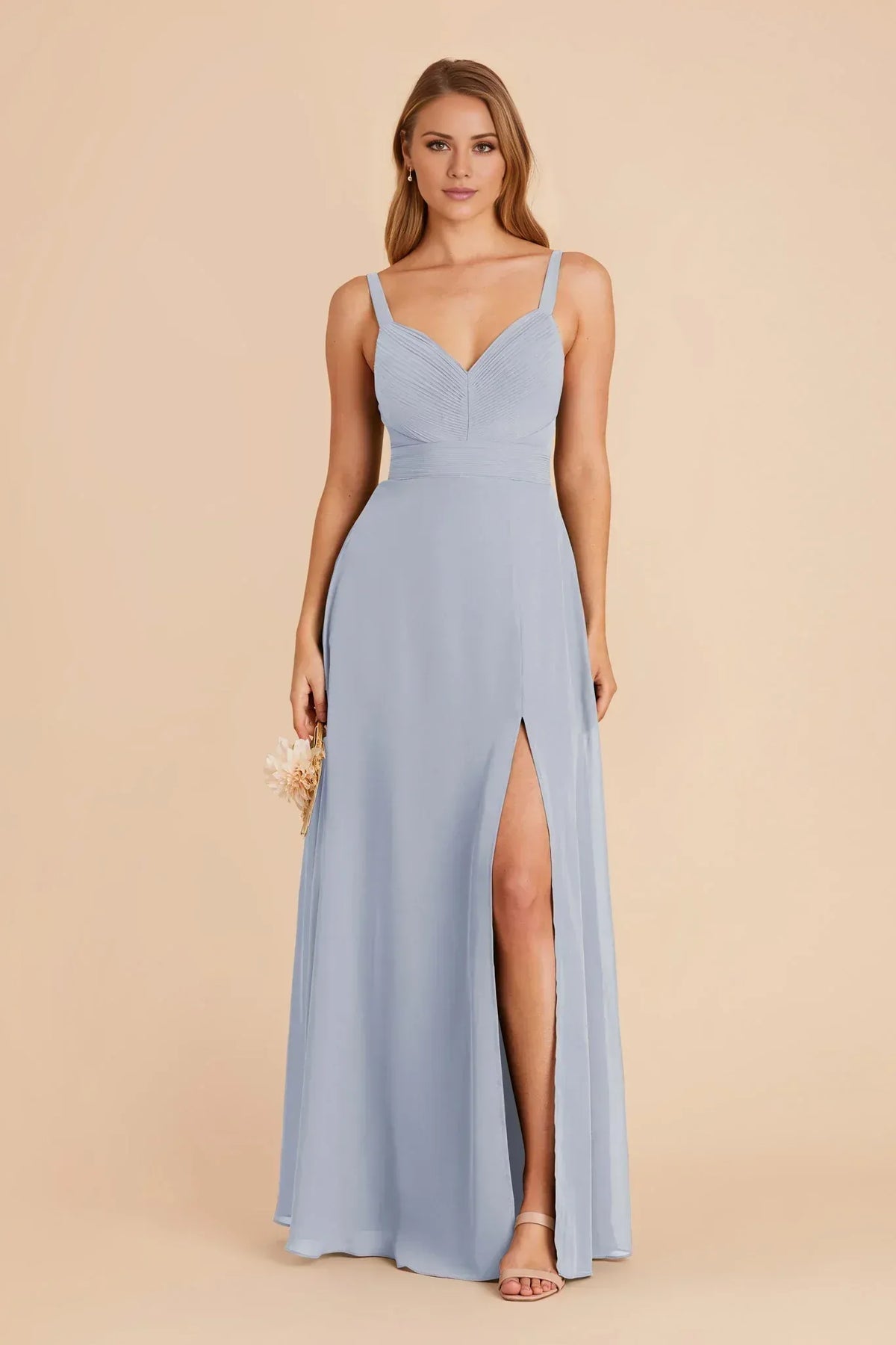 A-Line V-Neck Pleated Floor-Length Wedding Dress - Yihuiw by Yihuiw