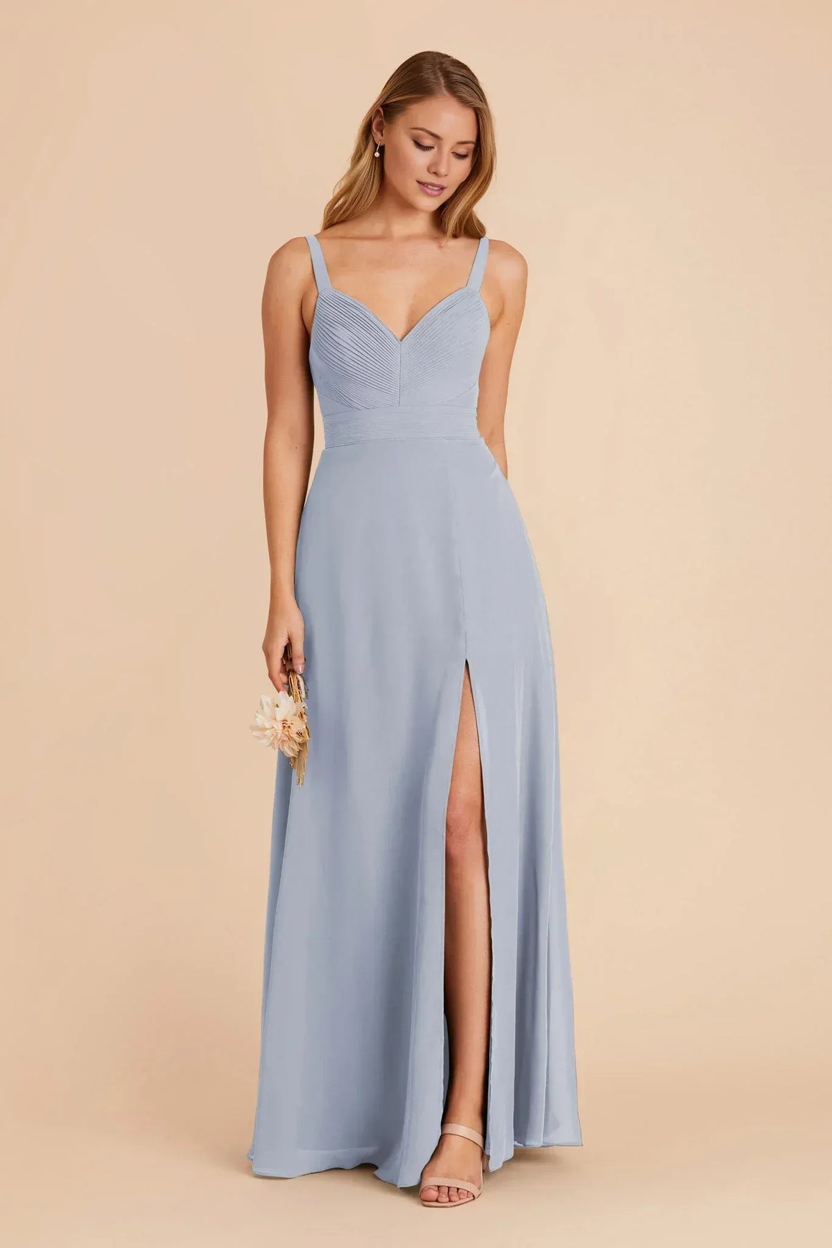 A-Line V-Neck Pleated Floor-Length Wedding Dress - Yihuiw by Yihuiw
