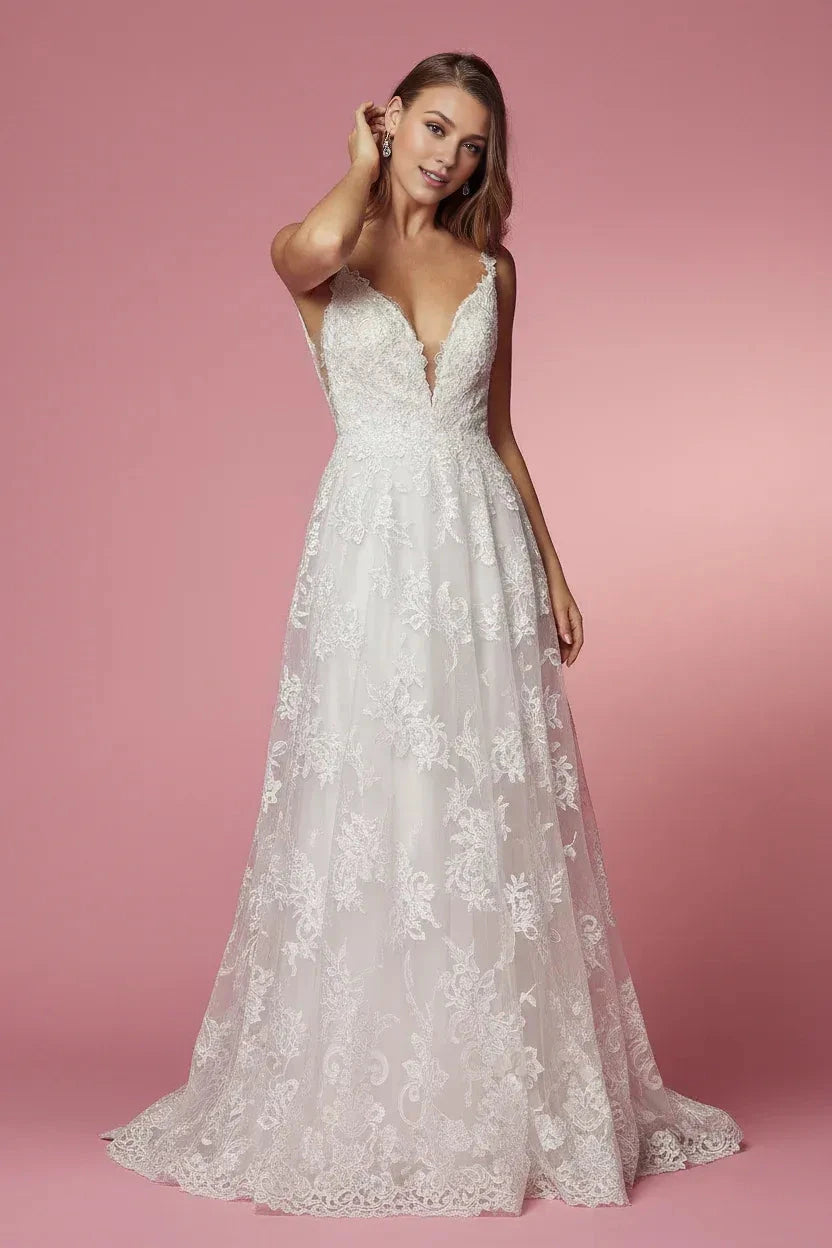 Romantic A-Line Plunging V Neck Spaghetti Strap Deep V Back Floor Length Prom Dress by YiHuiw