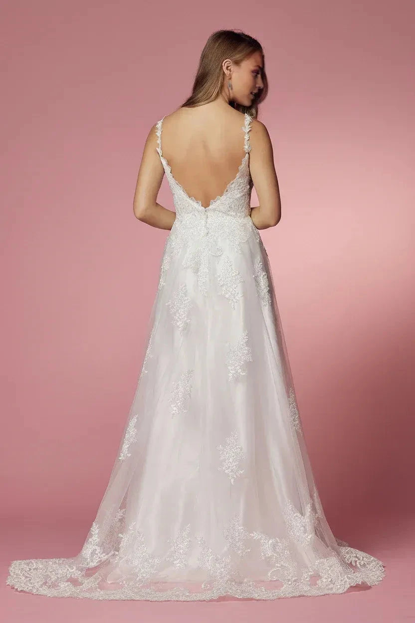 Romantic A-Line Plunging V Neck Spaghetti Strap Deep V Back Floor Length Prom Dress by YiHuiw