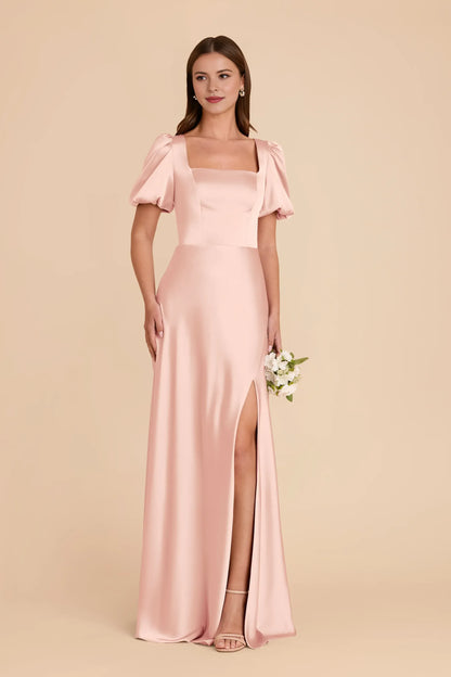 A-Line Square Neck Puff Sleeve Floor-Length Wedding Dress - Yihuiw by Yihuiw