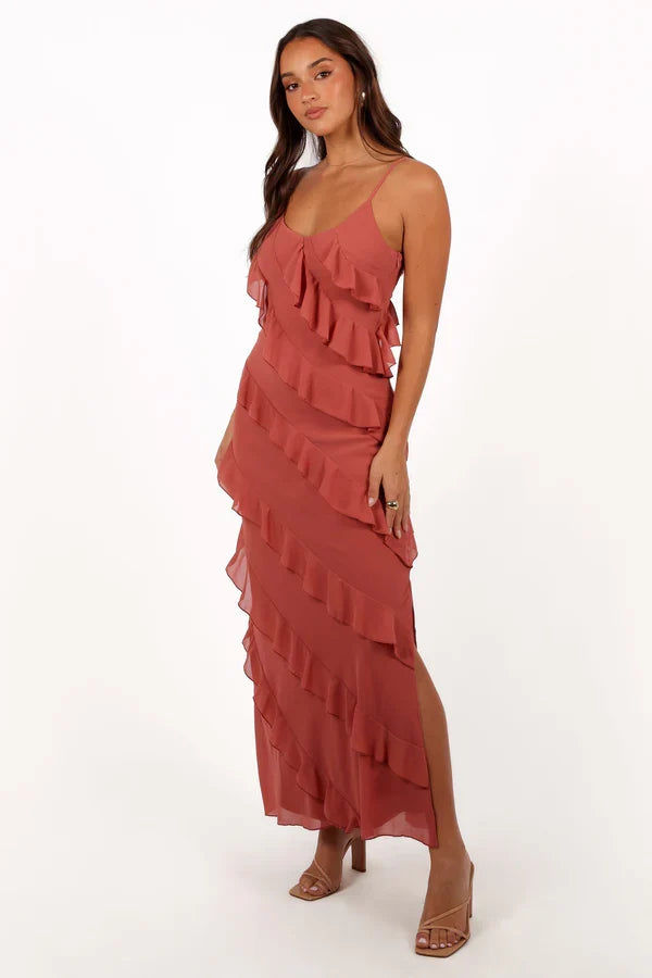 Spaghetti Strap High Slit Floor-Length Wedding Dress - Yihuiw by Yihuiw