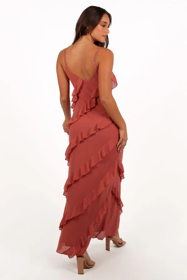 Spaghetti Strap High Slit Floor-Length Wedding Dress - Yihuiw by Yihuiw