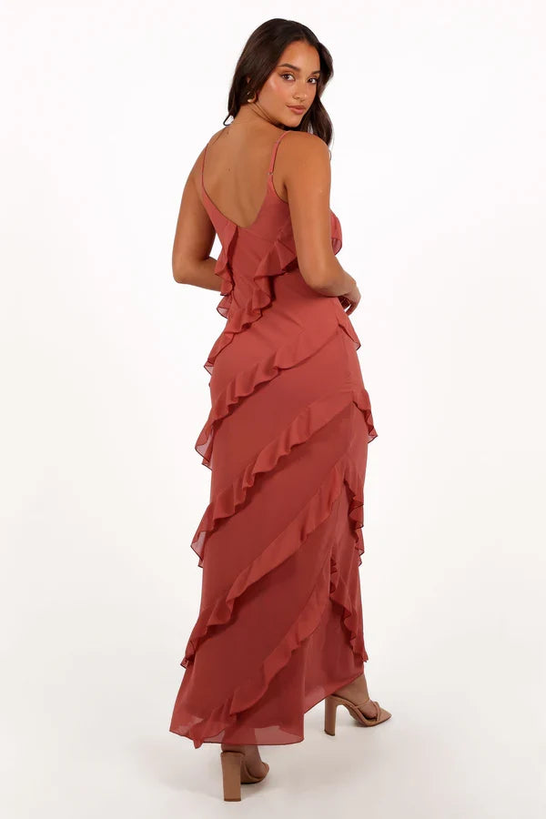 Spaghetti Strap High Slit Floor-Length Wedding Dress - Yihuiw by Yihuiw
