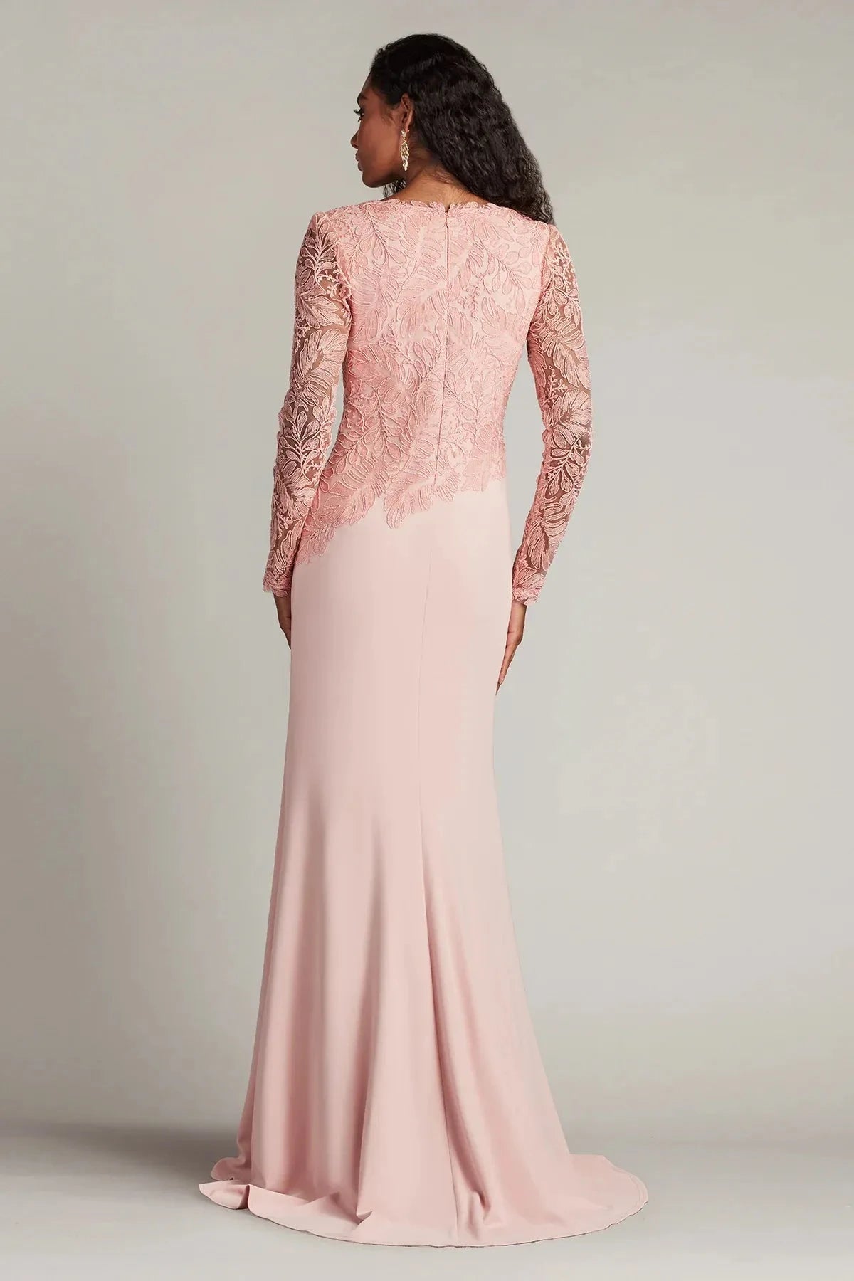 Romantic Mermaid Crew Neck Lace Long Sleeve Zipper Back Floor Length For Ladies Prom Dress by YiHuiw