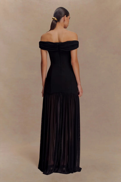 Romantic Mermaid Off Shoulder Short Sleeve Ruched Back Floor Length Prom Dress by YiHuiw