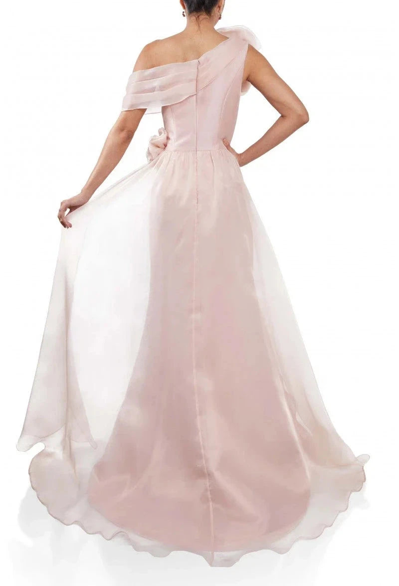 Romantic Mermaid One-Shoulder Sleeveless Zipper Back Train Floor Length Prom Dress by YiHuiw