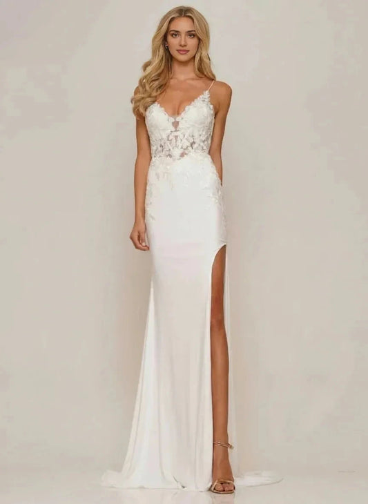 Romantic Mermaid Sweetheart Spaghetti Strap Lace Up Back Train Floor Length Prom Dress by YiHuiw