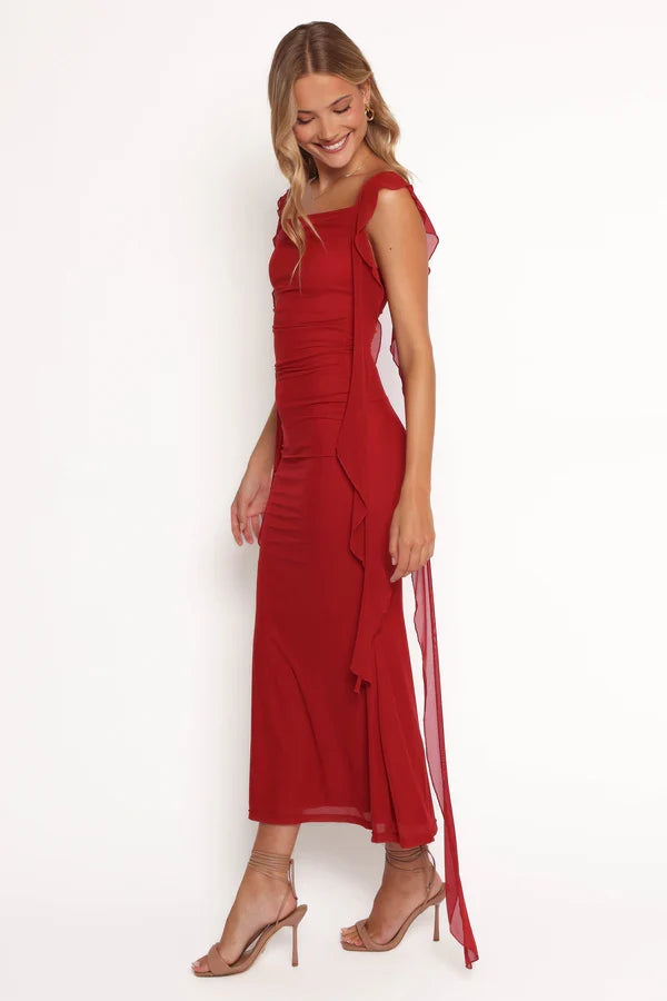 Mermaid Square Neck Ruched Midi Wedding Dress - Yihuiw by Yihuiw