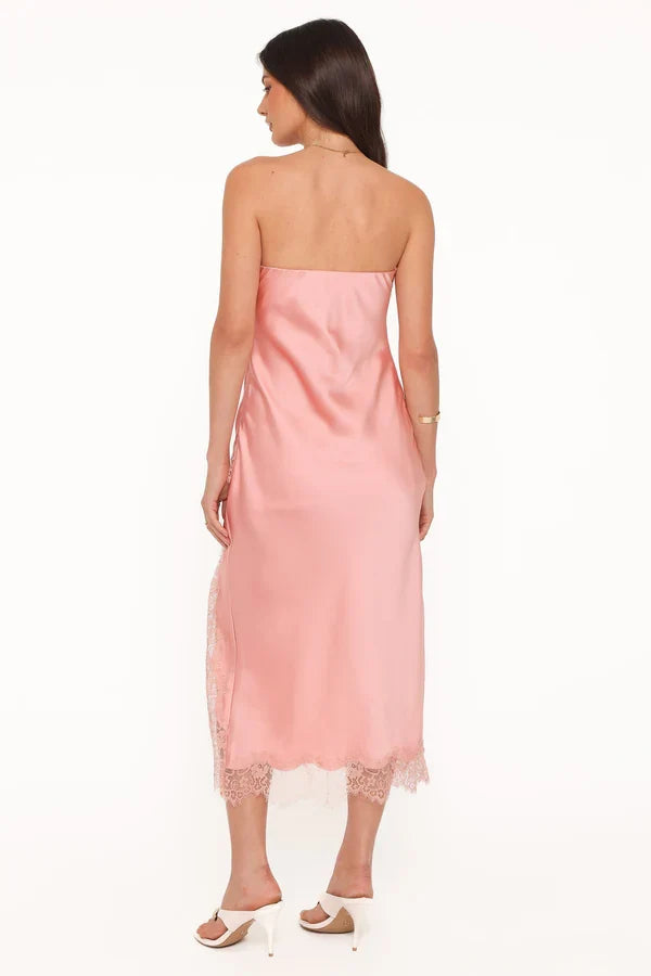 Strapless Lace Asymmetric Midi Wedding Dress - Yihuiw by Yihuiw