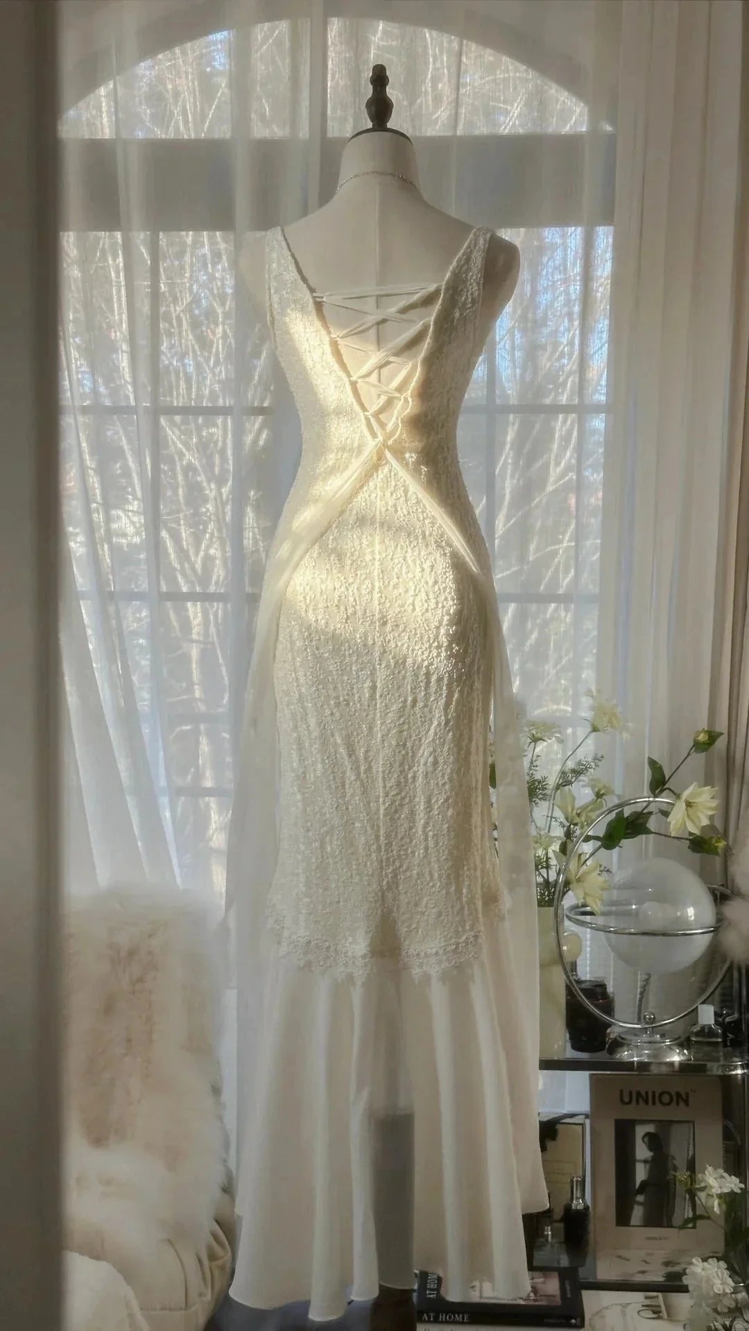 Romantic Fashion Elegant Exquisite Lace Long Chiffon Ball Gown Evening Dress simple gentle atmospheric and unique desi Bring summer colors to enhance whiteness by YiHuiw