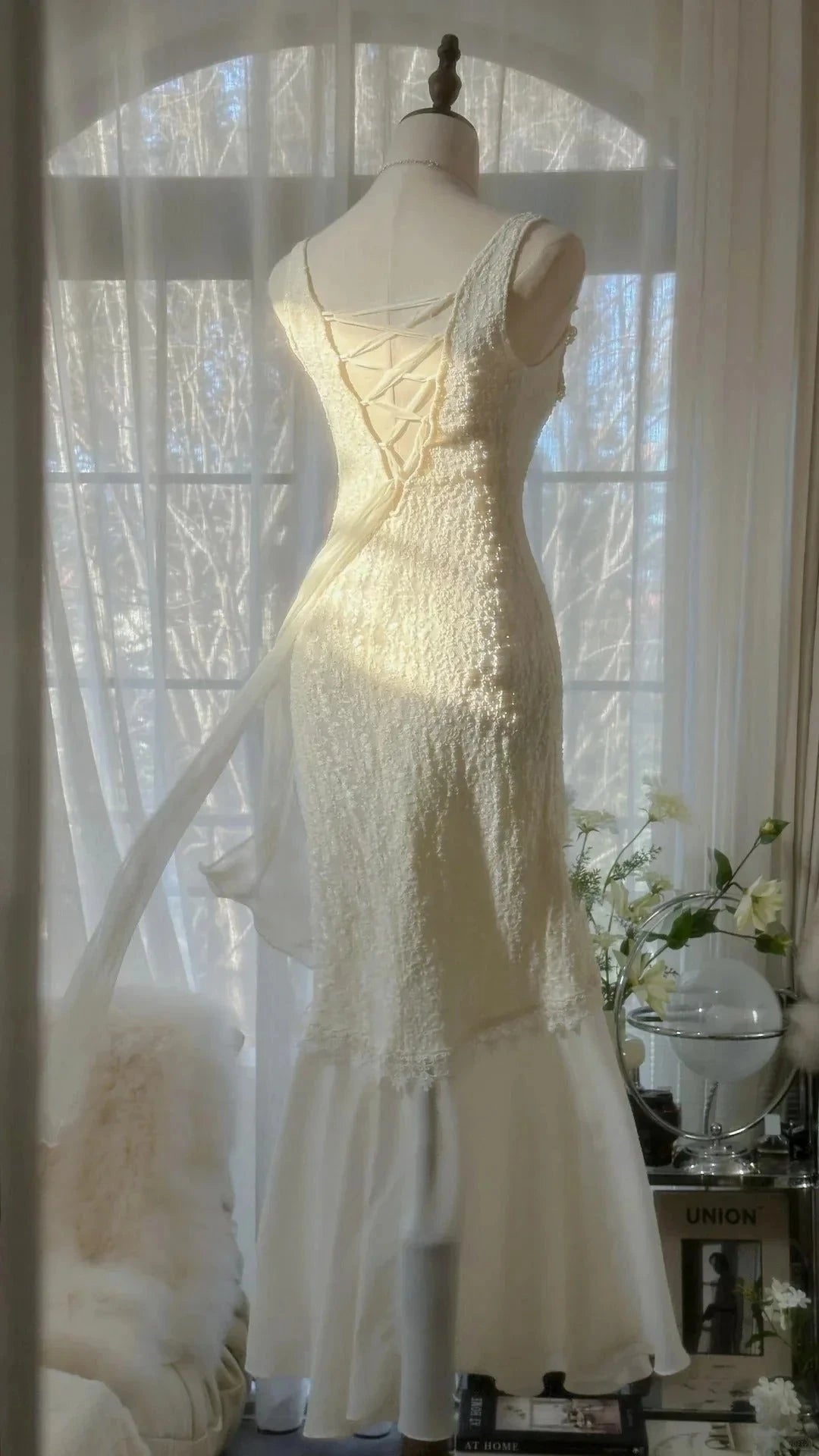 Romantic Fashion Elegant Exquisite Lace Long Chiffon Ball Gown Evening Dress simple gentle atmospheric and unique desi Bring summer colors to enhance whiteness by YiHuiw