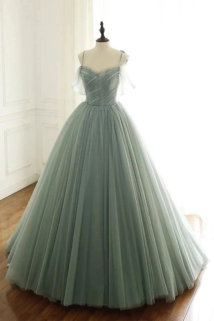 Romantic Olivia Tulle Long Prom Dresses,Ball Gown Birthday Gowns simple gentle atmospheric and unique desi Bring summer colors to enhance whiteness by YiHuiw