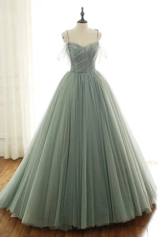 Romantic Olivia Tulle Long Prom Dresses,Ball Gown Birthday Gowns simple gentle atmospheric and unique desi Bring summer colors to enhance whiteness by YiHuiw