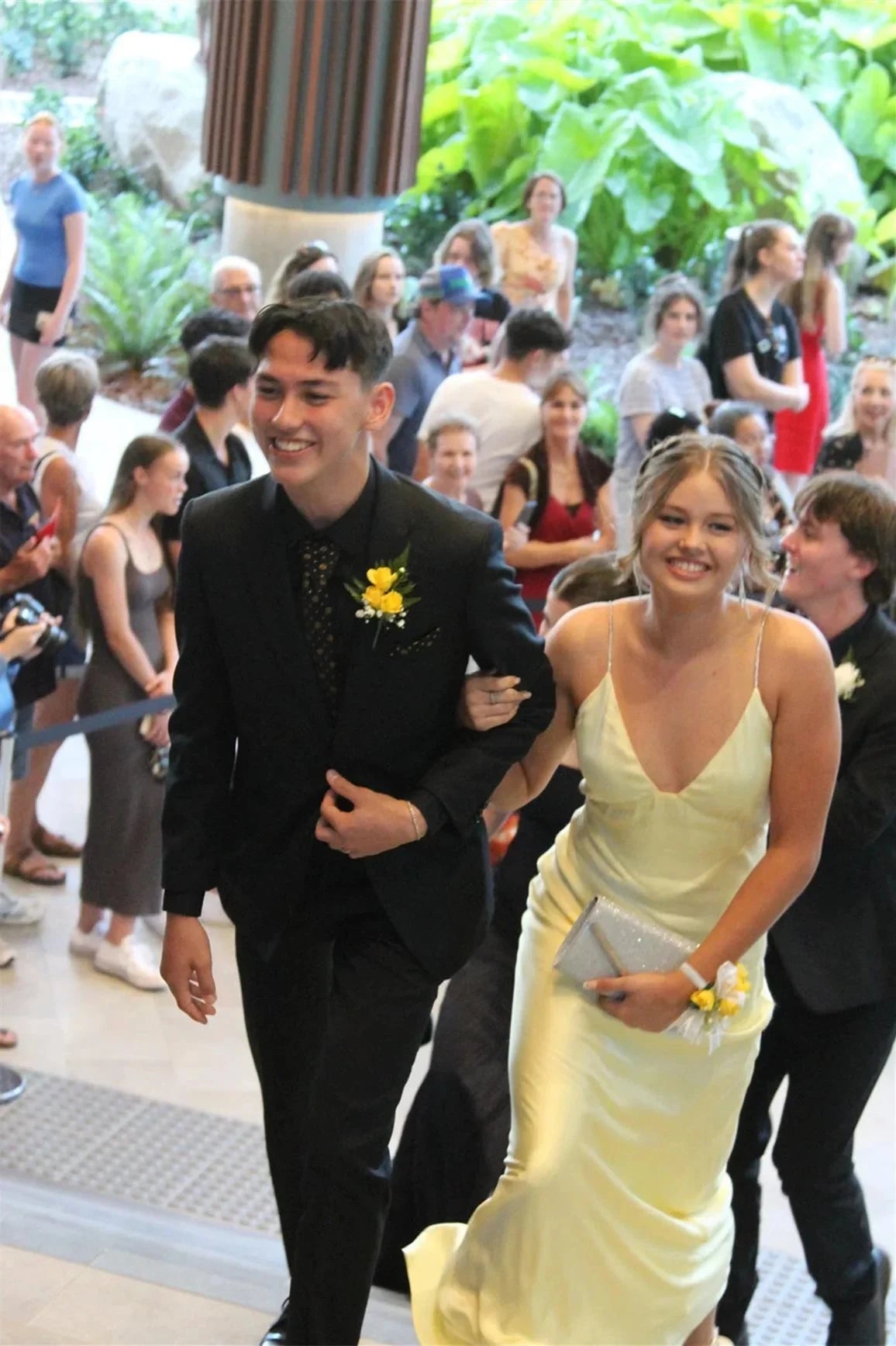 Romantic V-Neck Lemon Yellow Satin Mermaid Prom Dress with Low Open Back & Adjustable Spaghetti Straps by JiMiss Dresses