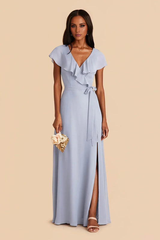 Ruffled Floor-Length Wedding Dress - Yihuiw by Yihuiw