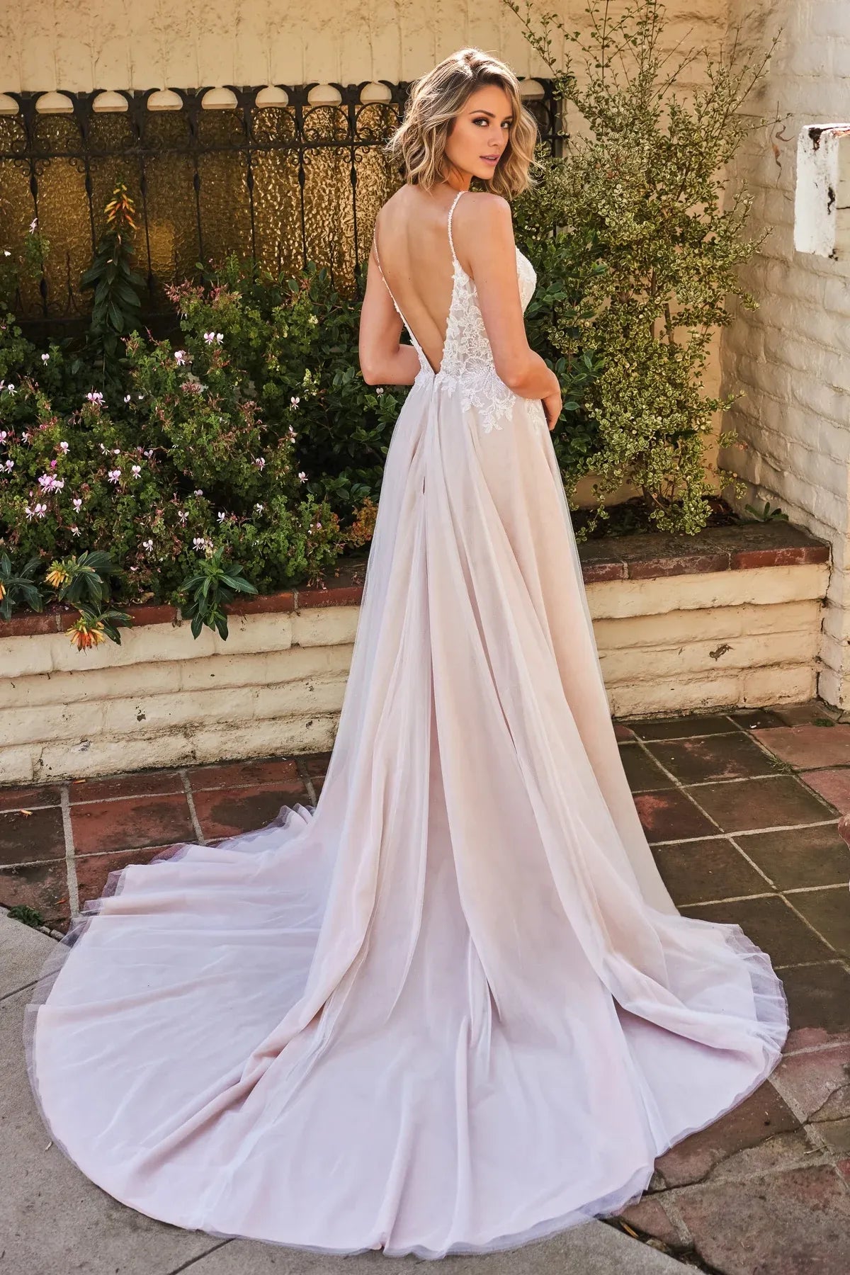 Spaghetti Strap Open Back High Slit Wedding Dress - Yihuiw by Yihuiw