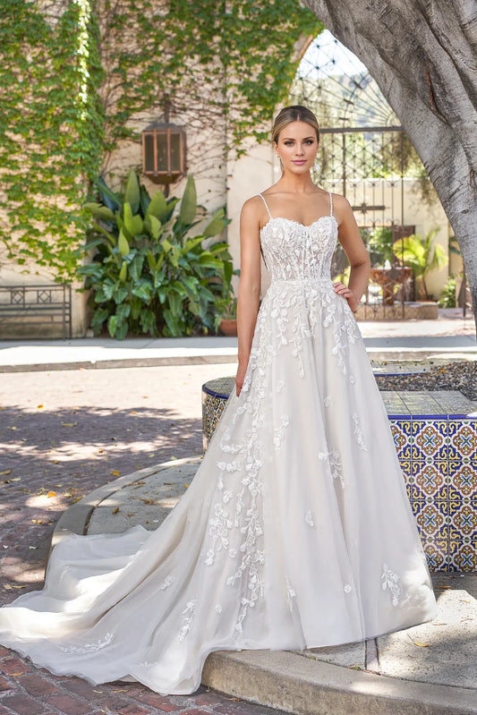 Spaghetti Strap Tulle Beaded Wedding Dress - Yihuiw by Yihuiw