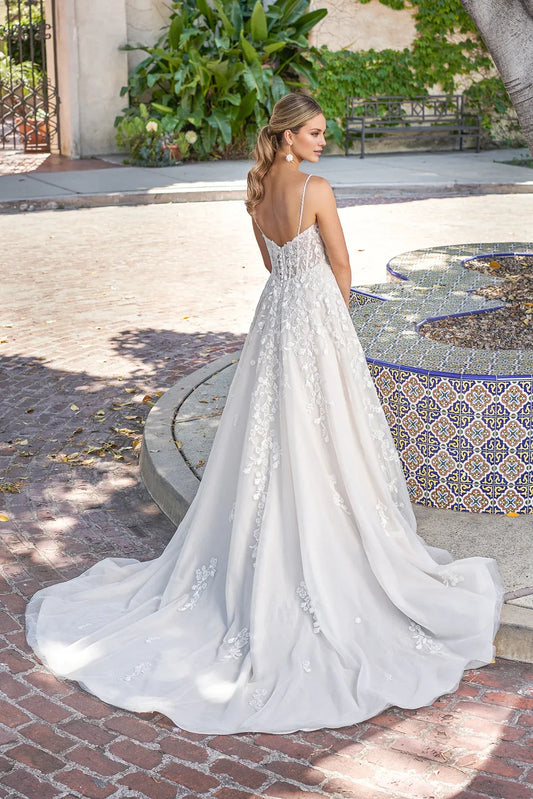 Spaghetti Strap Tulle Beaded Wedding Dress - Yihuiw by Yihuiw