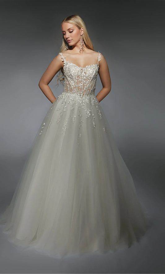 Ball Gown Spaghetti Strap Tulle Lace-Up Back Wedding Gown - Yihuiw by Yihuiw