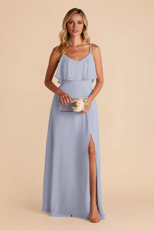 Mermaid Spaghetti Strap Ruffled Floor-Length Wedding Dress - Yihuiw by Yihuiw