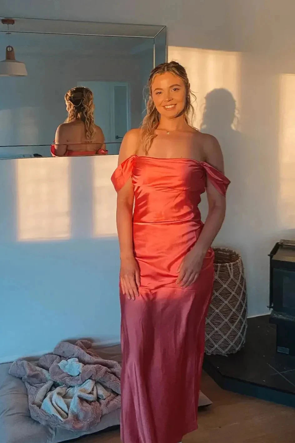 Romantic Off-the-Shoulder Sweetheart Neck Satin Mermaid Prom Dress with Convertible Straps by JiMiss Dresses